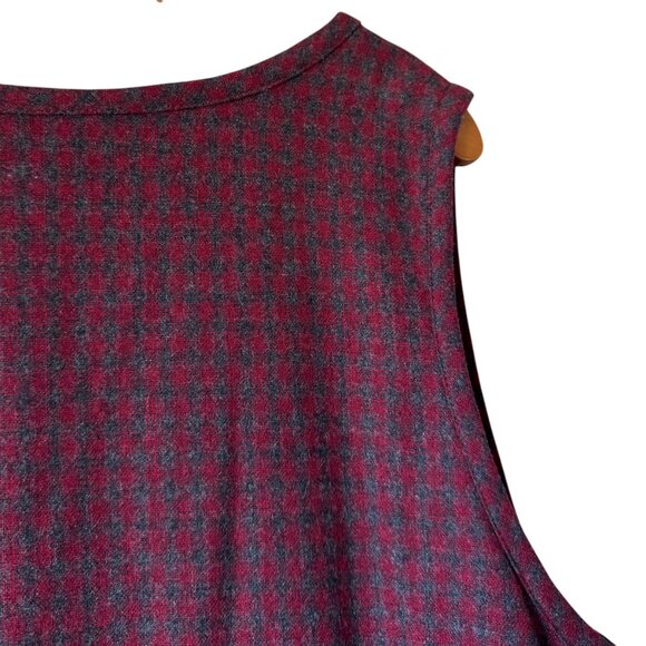 Eddie Bauer Wrap Maxi Dress V Neck Fringe Hem Plaid Sleeveless Lined Wool Blend - Picture 8 of 16